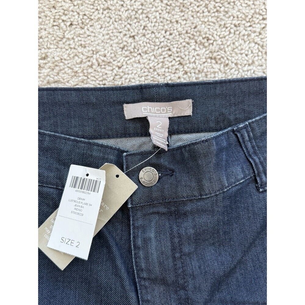 Chico's 2 (12-14) Denim Lustrous Flare Wide Leg Jeans INDIGO Everyday Edgy NWT - Picture 5 of 8